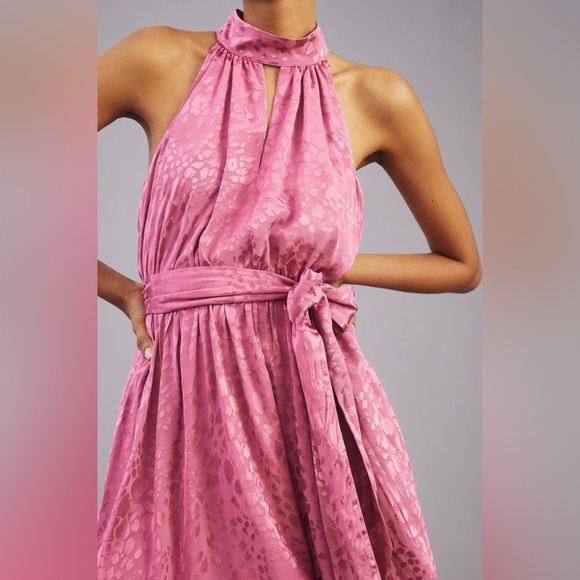 Anthropologie Jacquard Halter Neck Mini Dress - Picture 5 of 16